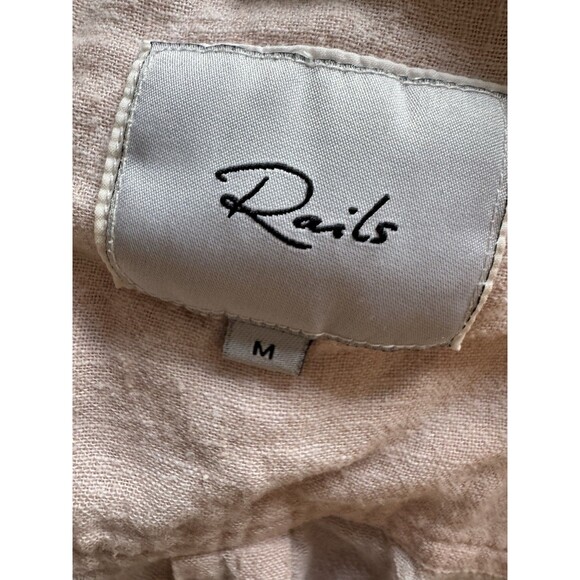 Rails Medium Linen Blend Shirt Button Up Beach Style Light Pink - Picture 2 of 6